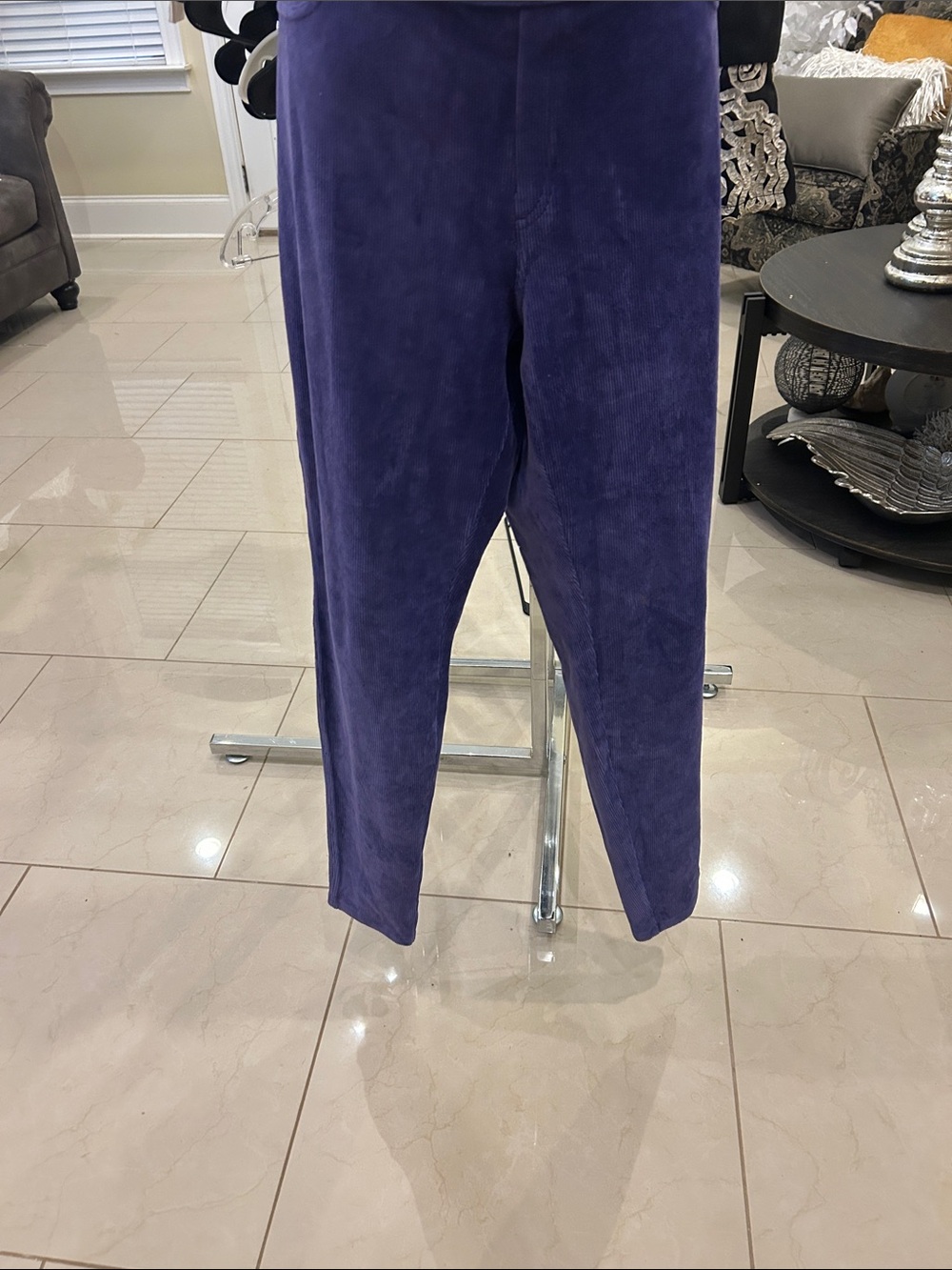 HUE Purple Corduroy Slim-Leg Pants